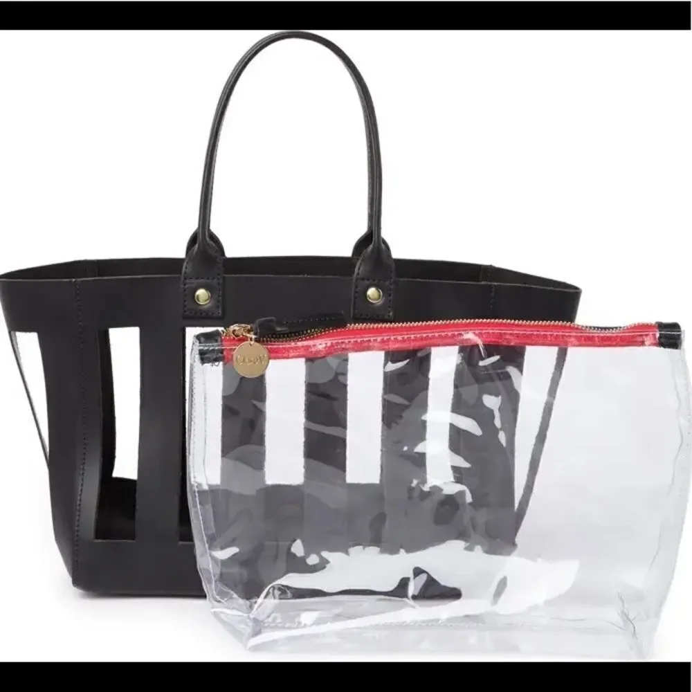 Clare V. Rafael Black Leather Peek A Boo Tote Bag